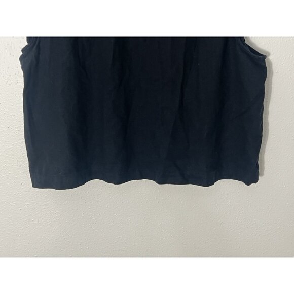 Madewell Linen Blend Black Button Down Sleeveless Blouse With Ruffles Size 16 - Picture 7 of 10